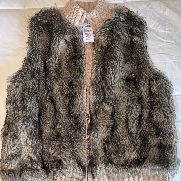 Willow Blossoms Other - Willow Blossoms tan and brown faux fur sweater vest  Size M 10/12